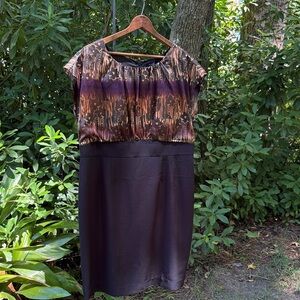 Eloquii Brown and Black Patterned Dress Set